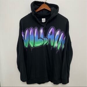 Disney Villain Spell Out Balloon Font Graffiti Oversized Mickey Hoodie (0220)